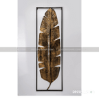 Hand Crafted Antiqued Gold Banana Leaf Metal Wall Panel
