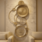 Modern Abstract Metal Wall Art | Gold & Bronze Circular Iron Wall Décor for Living Room