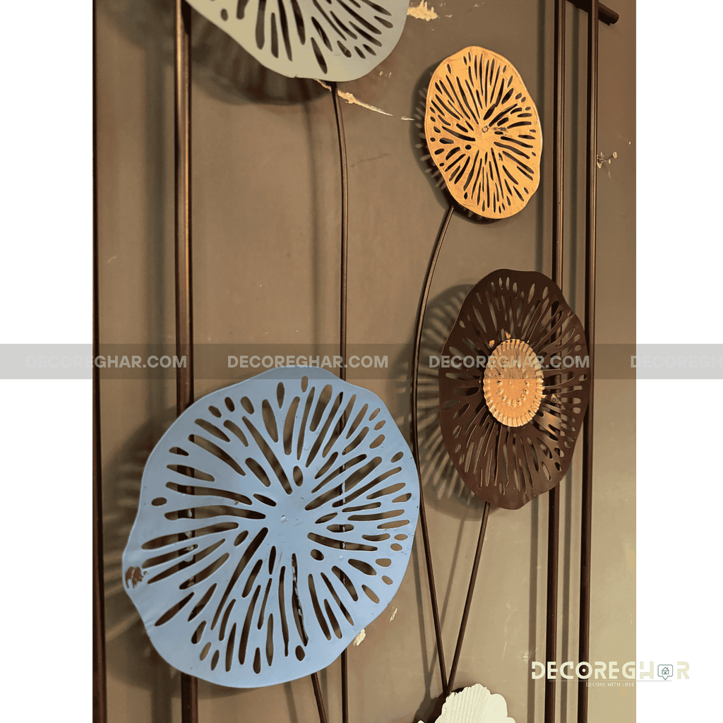 Modern Abstract Floral Metal Wall Art – Colorful Geometric Frame
