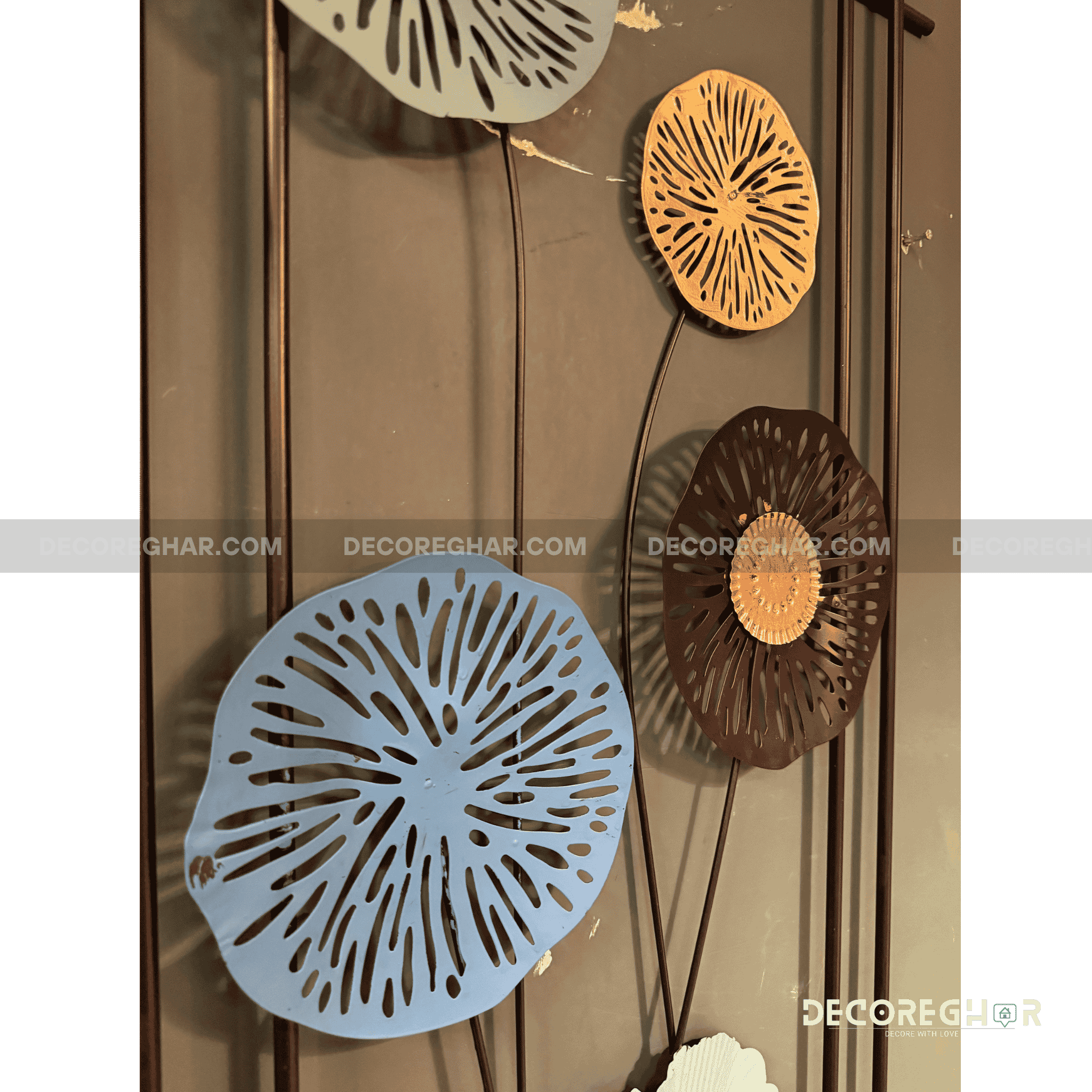 Modern Abstract Floral Metal Wall Art – Colorful Geometric Frame
