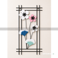 Modern Pastel Floral Metal Wall Art – Black Frame Decorative Panel
