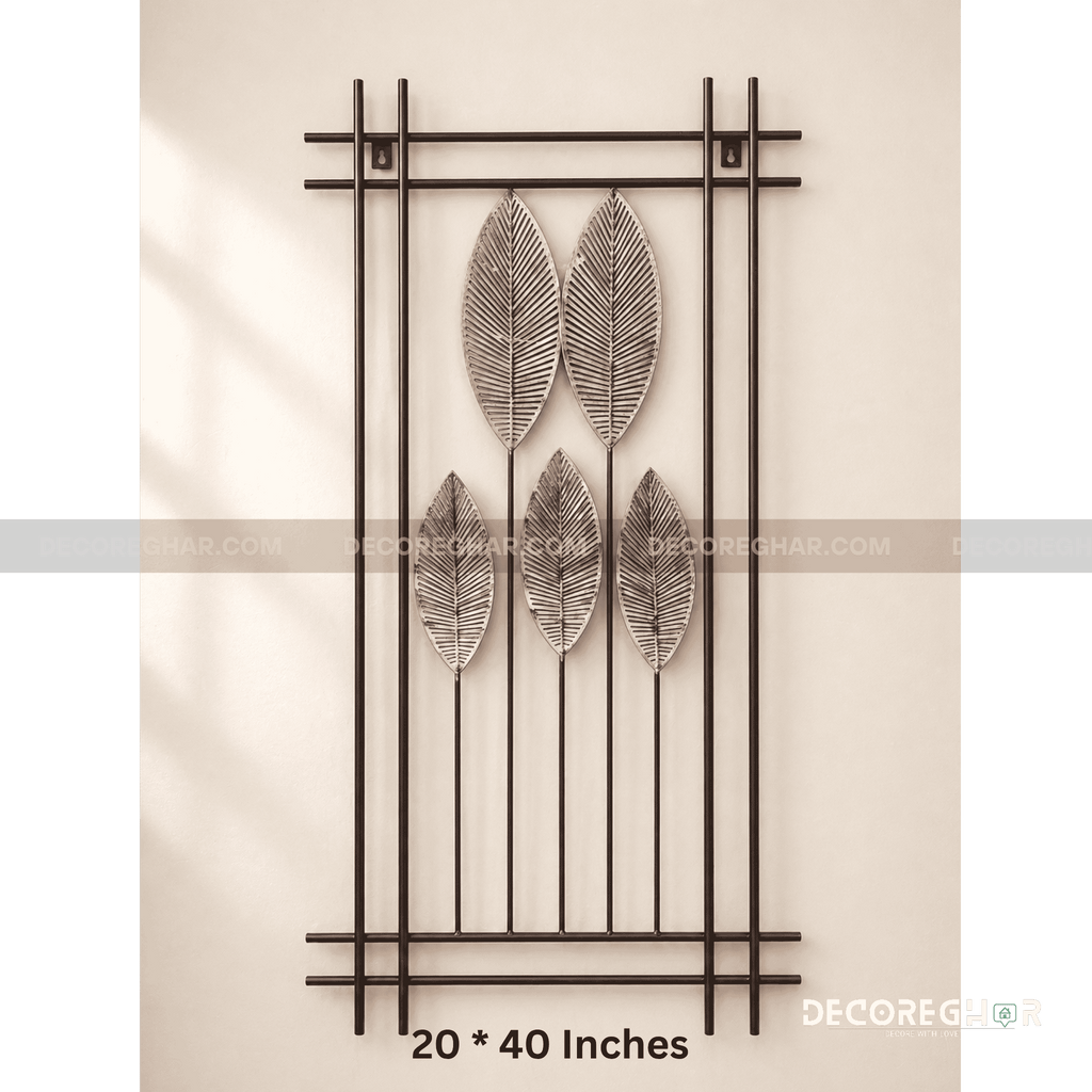 Modern Metal Leaf Wall Art – Minimalist Geometric Frame Decor