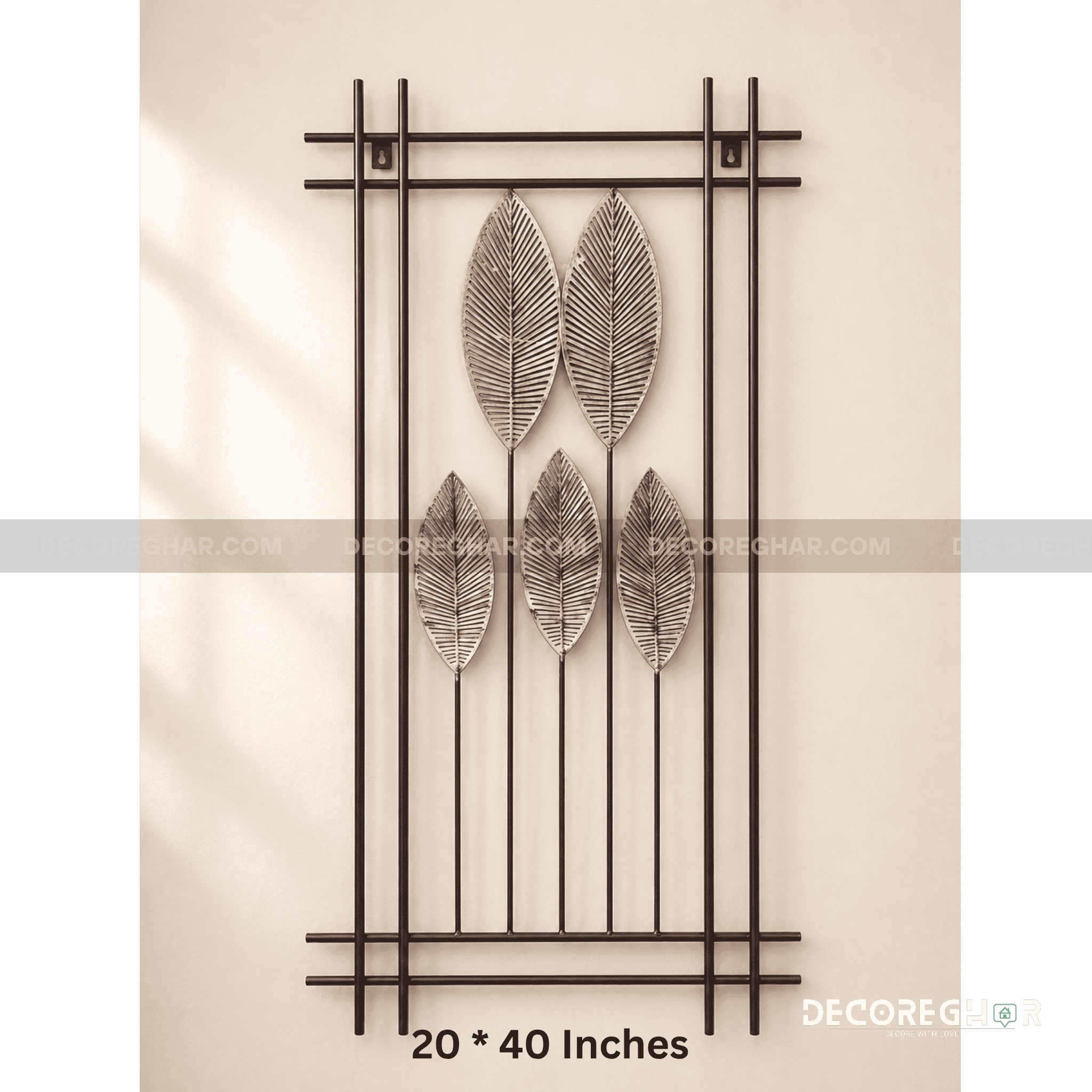 Modern Metal Leaf Wall Art – Minimalist Geometric Frame Decor