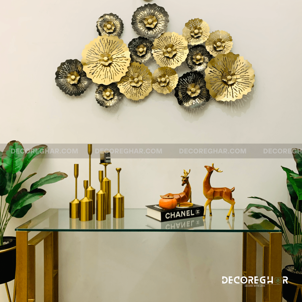 Golden Bloom Metal Wall Art – 3D Floral Luxury Décor