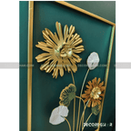 Golden Frame 3D Metal Flower Wall Art – Modern Floral Home Décor